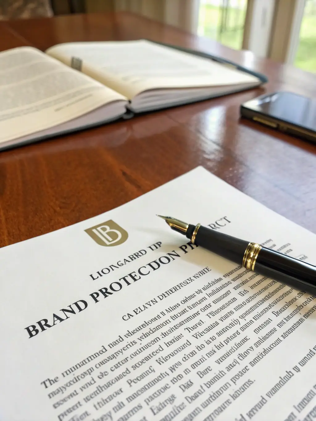 A secure lock icon overlaid on legal documents, emphasizing secure document handling.